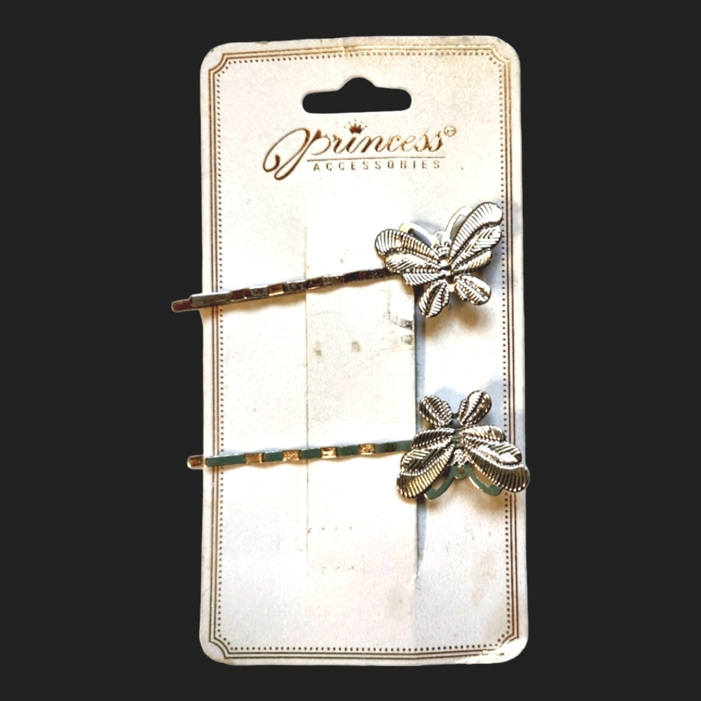 Silver Tone Butterfly Bobby Pins Princess Accessory or Craft Charm Accent